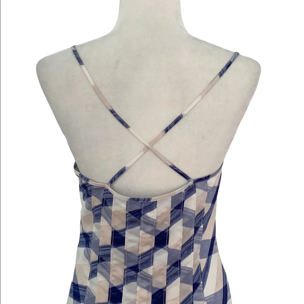 Banana Republic Blue and White Criss Cross Print Strappy Midi Dress | Size 6 - Picture 8 of 12